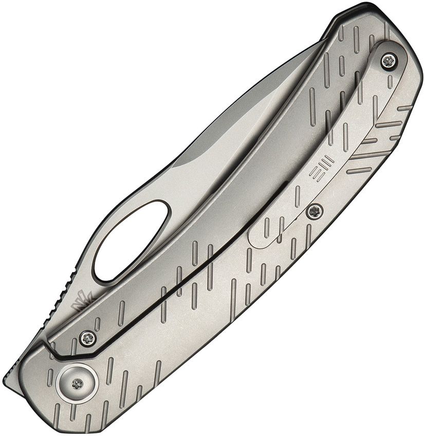 WE KNIFE INMATE WE23096B-1 – STONEWASH CPM-20CV SPEAR POINT BLADE – RAINDROP 6AL4V TITANIUM HANDLE – MADE IN CHINA